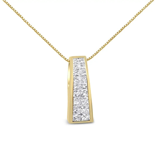 14k Yellow Gold 1 1/2 Cttw Princess Cut Diamond Greek Column Pendant Necklace (g-h Vs1-vs2) - Fine Jewelry us Direct