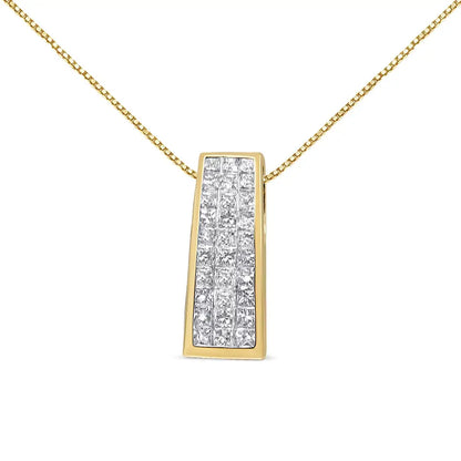 14k Yellow Gold 1 1/2 Cttw Princess Cut Diamond Greek Column Pendant Necklace (g-h Vs1-vs2) - Fine Jewelry us Direct