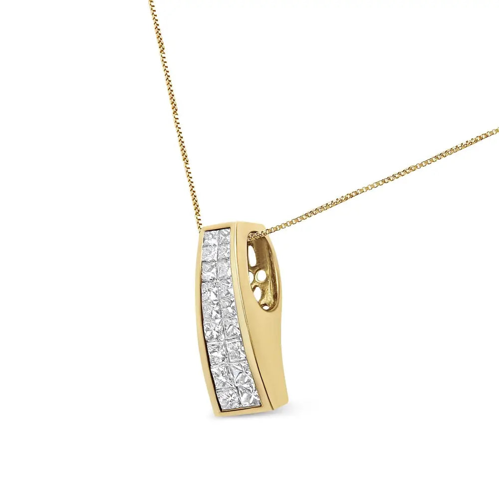 14k Yellow Gold 1 1/2 Cttw Princess Cut Diamond Greek Column Pendant Necklace (g-h Vs1-vs2) - Fine Jewelry us Direct