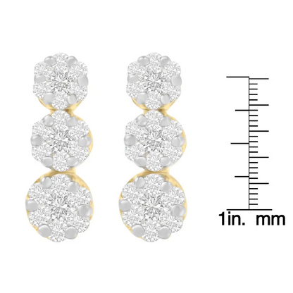 14k Yellow Gold 1 1/2 Cttw Round Cut Diamond Earrings (i-j Si1-si2) - Fine Jewelry us Direct