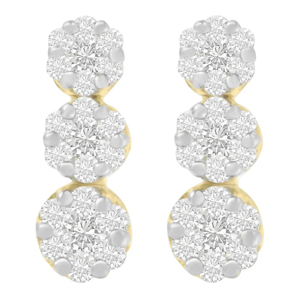 14k Yellow Gold 1 1/2 Cttw Round Cut Diamond Earrings (i-j Si1-si2) - Fine Jewelry us Direct