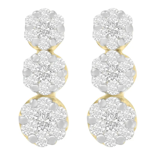 14k Yellow Gold 1 1/2 Cttw Round Cut Diamond Earrings (i-j Si1-si2) - Fine Jewelry us Direct