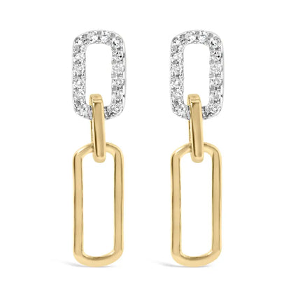 14k Yellow Gold 1/10 Cttw Diamond Studded Paperclip Drop and Dangle Earrings (i-j Color Si1-si2 Clarity) - Fine Jewelry