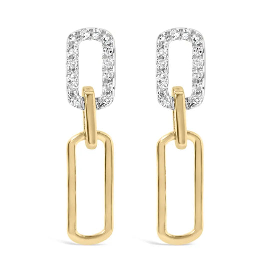 14k Yellow Gold 1/10 Cttw Diamond Studded Paperclip Drop and Dangle Earrings (i-j Color Si1-si2 Clarity) - Fine Jewelry