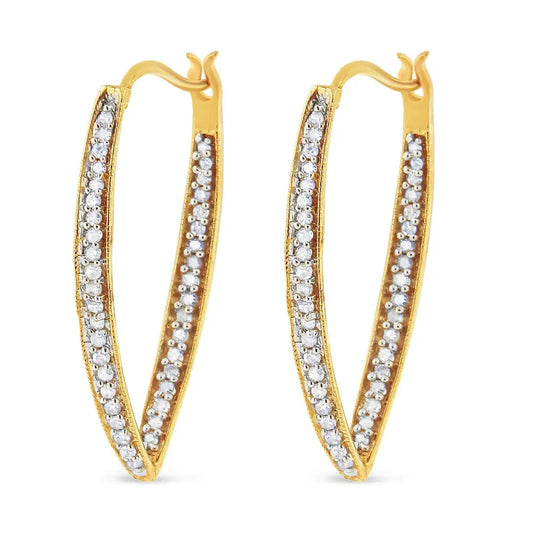 14k Yellow Gold 1/2 Cttw Diamond Inside out Hoop Earrings for Women (i-j Color I2-i3 Clarity) - Fine Jewelry us Direct