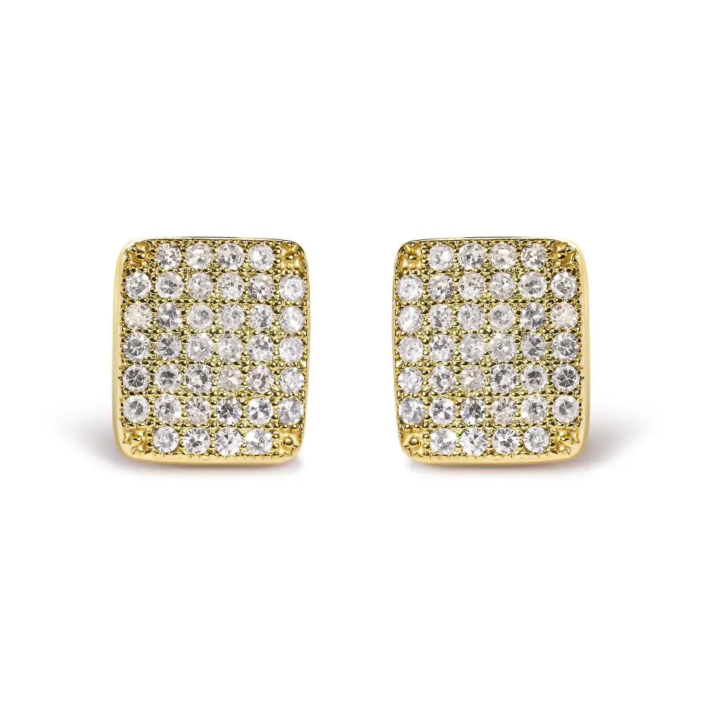 14k Yellow Gold 1/2 Cttw Diamond Square Shaped Composite Cluster Stud Earrings (i-j Color I1-i2 Clarity) - Fine Jewelry