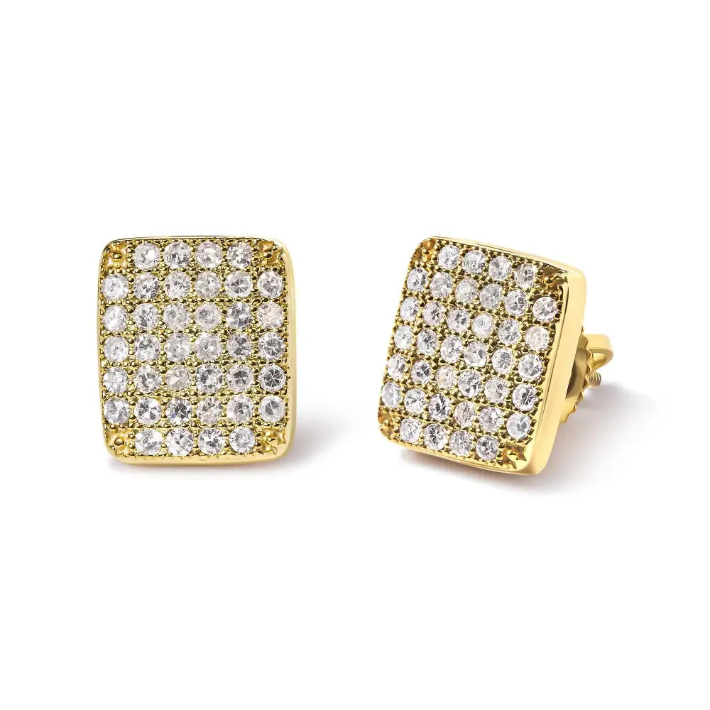 14k Yellow Gold 1/2 Cttw Diamond Square Shaped Composite Cluster Stud Earrings (i-j Color I1-i2 Clarity) - Fine Jewelry