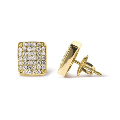 14k Yellow Gold 1/2 Cttw Diamond Square Shaped Composite Cluster Stud Earrings (i-j Color I1-i2 Clarity) - Fine Jewelry