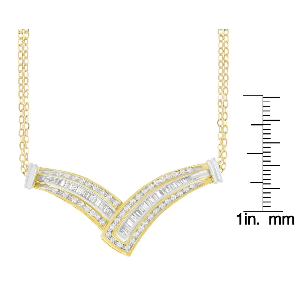 14k Yellow Gold 1/2 Cttw Diamond V-shape Pendant Necklace (i-j I1-i2) - Fine Jewelry us Direct