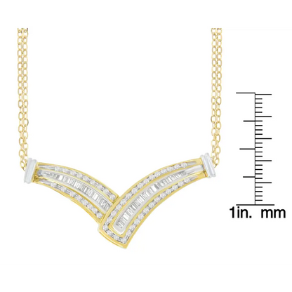 14k Yellow Gold 1/2 Cttw Diamond V-shape Pendant Necklace (i-j I1-i2) - Fine Jewelry us Direct