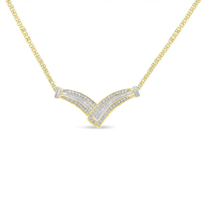 14k Yellow Gold 1/2 Cttw Diamond V-shape Pendant Necklace (i-j I1-i2) - Fine Jewelry us Direct