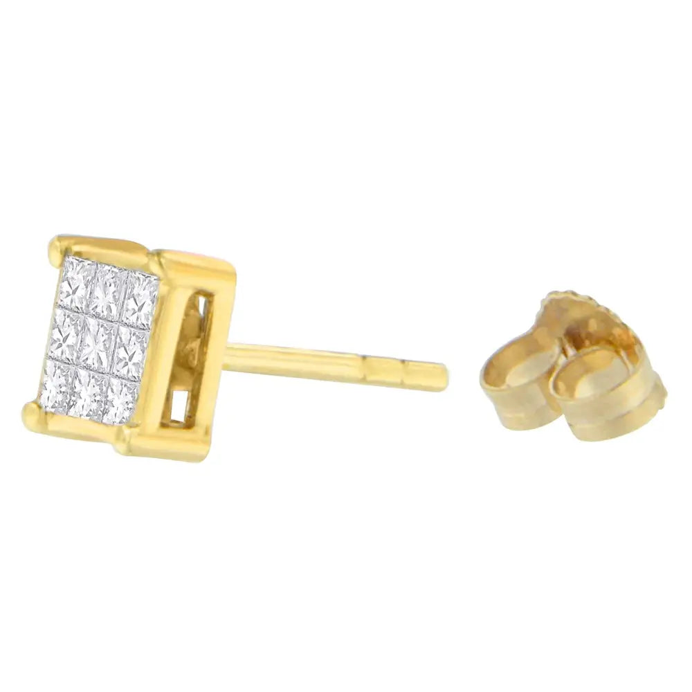 14k Yellow Gold 1/2 Cttw Princess Cut Diamond Earrings (h-i Vs1-vs2) - Fine Jewelry us Direct