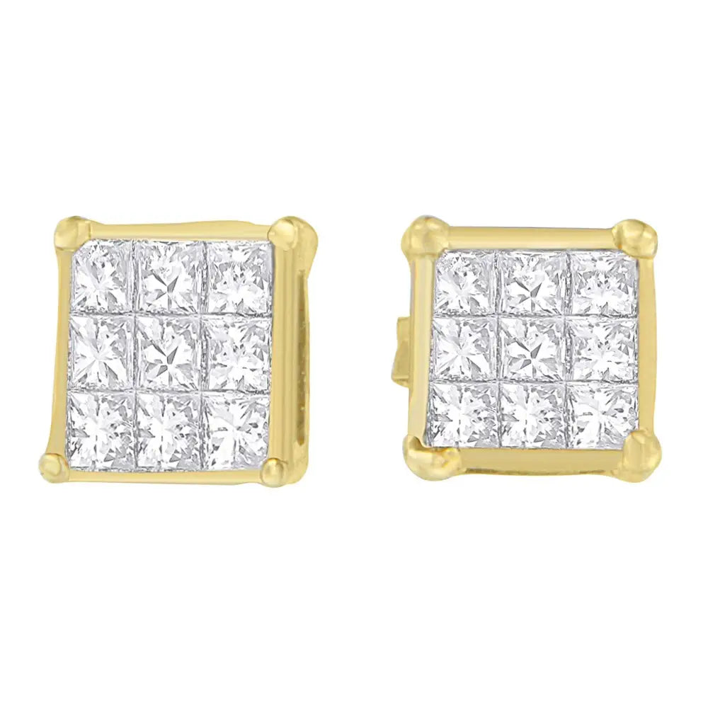 14k Yellow Gold 1/2 Cttw Princess Cut Diamond Earrings (h-i Vs1-vs2) - Fine Jewelry us Direct