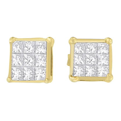 14k Yellow Gold 1/2 Cttw Princess Cut Diamond Earrings (h-i Vs1-vs2) - Fine Jewelry us Direct