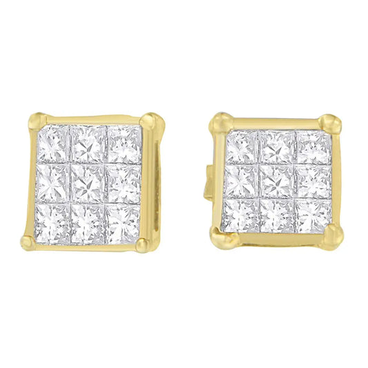 14k Yellow Gold 1/2 Cttw Princess Cut Diamond Earrings (h-i Vs1-vs2) - Fine Jewelry us Direct