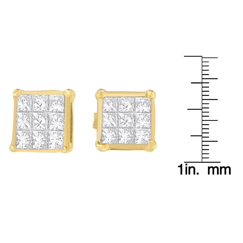 14k Yellow Gold 1/2 Cttw Princess Cut Diamond Earrings (h-i Vs1-vs2) - Fine Jewelry us Direct