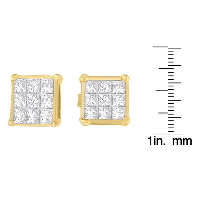 14k Yellow Gold 1/2 Cttw Princess Cut Diamond Earrings (h-i Vs1-vs2) - Fine Jewelry us Direct