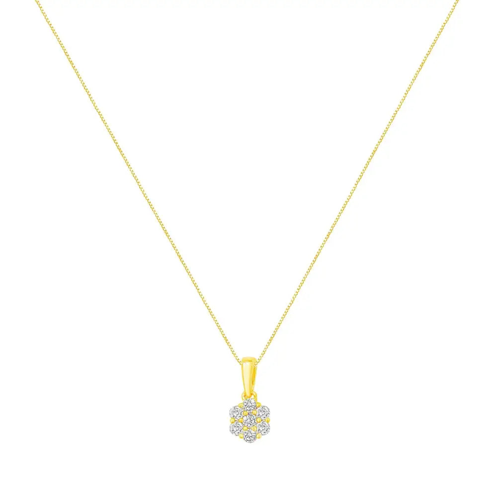 14k Yellow Gold 1/2 Cttw Prong Set Round-cut 7 Stone Diamond Flower 18’’ Pendant Necklace (j-k Color Vs1-vs2