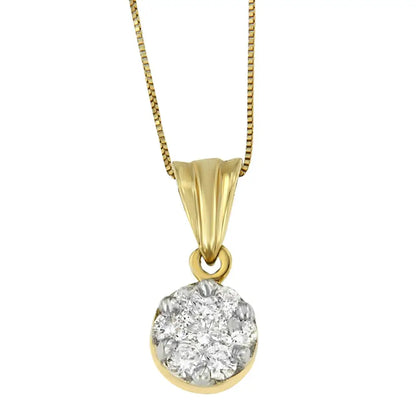 14k Yellow Gold 1/2 Cttw Round Cut Diamond Circle Pendant Necklace (h-i I1-i2) - Fine Jewelry us Direct