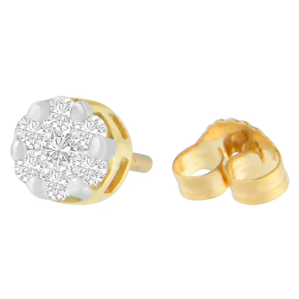 14k Yellow Gold 1/2 Cttw Round Cut Diamond Earrings (h-i Si2-i1) - Fine Jewelry us Direct