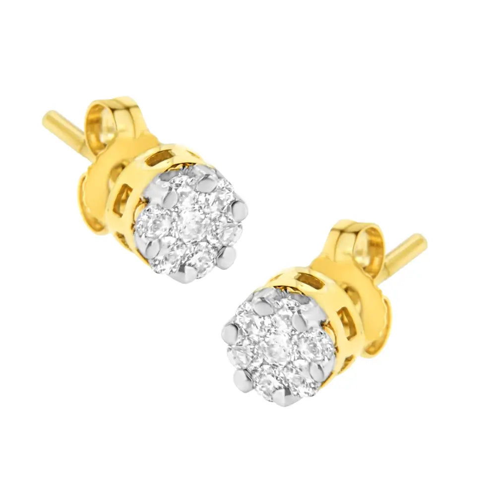 14k Yellow Gold 1/2 Cttw Round Cut Diamond Earrings (h-i Si2-i1) - Fine Jewelry us Direct