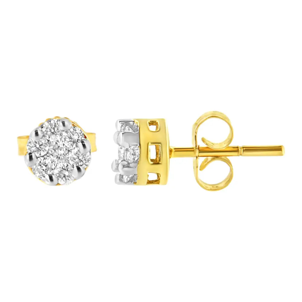 14k Yellow Gold 1/2 Cttw Round Cut Diamond Earrings (h-i Si2-i1) - Fine Jewelry us Direct