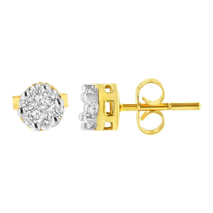 14k Yellow Gold 1/2 Cttw Round Cut Diamond Earrings (h-i Si2-i1) - Fine Jewelry us Direct