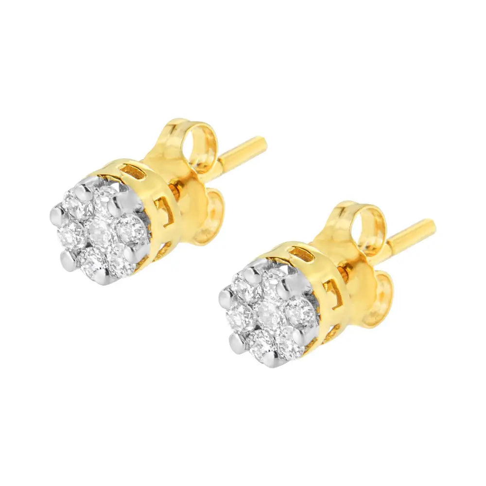 14k Yellow Gold 1/2 Cttw Round Cut Diamond Earrings (h-i Si2-i1) - Fine Jewelry us Direct