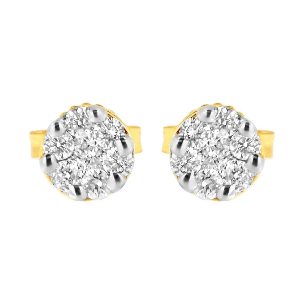 14k Yellow Gold 1/2 Cttw Round Cut Diamond Earrings (h-i Si2-i1) - Fine Jewelry us Direct