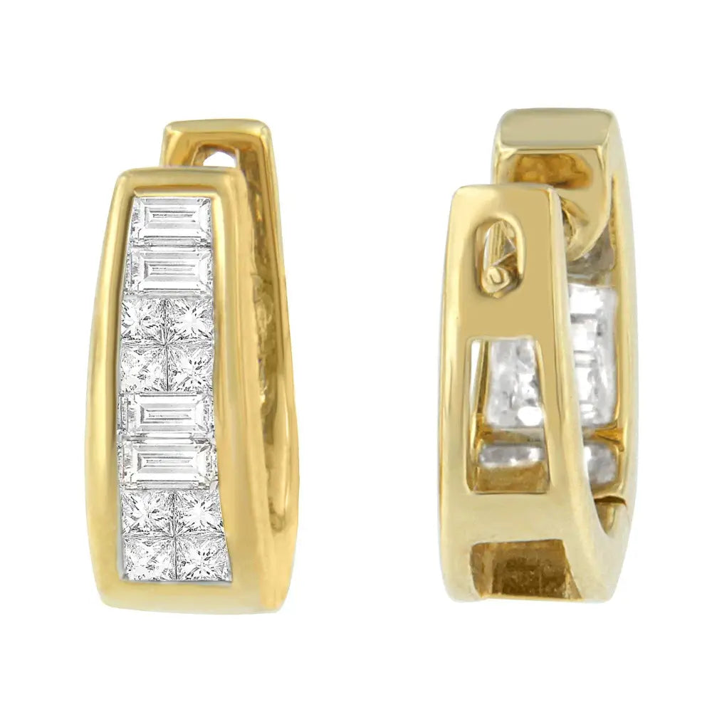 14k Yellow Gold 1/2ct Tdw Princess and Baguette Diamond Earrings (i-j,vs1-vs2) - Fine Jewelry us Direct