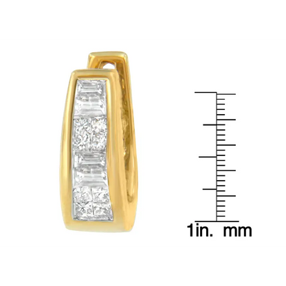 14k Yellow Gold 1/2ct Tdw Princess and Baguette Diamond Earrings (i-j,vs1-vs2) - Fine Jewelry us Direct