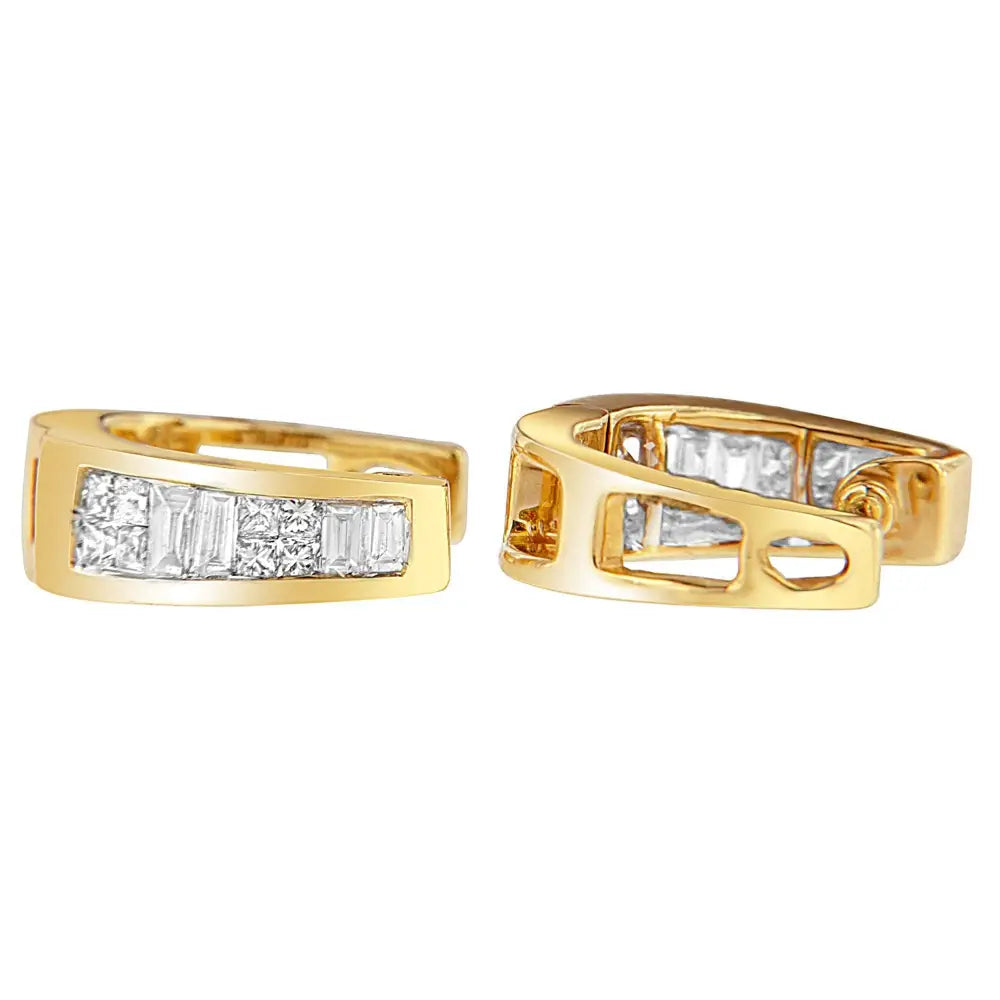 14k Yellow Gold 1/2ct Tdw Princess and Baguette Diamond Earrings (i-j,vs1-vs2) - Fine Jewelry us Direct