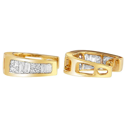 14k Yellow Gold 1/2ct Tdw Princess and Baguette Diamond Earrings (i-j,vs1-vs2) - Fine Jewelry us Direct