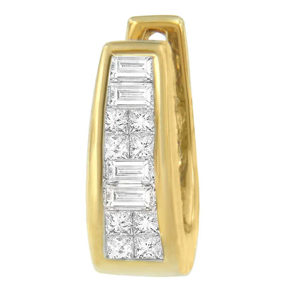 14k Yellow Gold 1/2ct Tdw Princess and Baguette Diamond Earrings (i-j,vs1-vs2) - Fine Jewelry us Direct