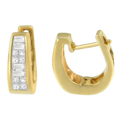 14k Yellow Gold 1/2ct Tdw Princess and Baguette Diamond Earrings (i-j,vs1-vs2) - Fine Jewelry us Direct