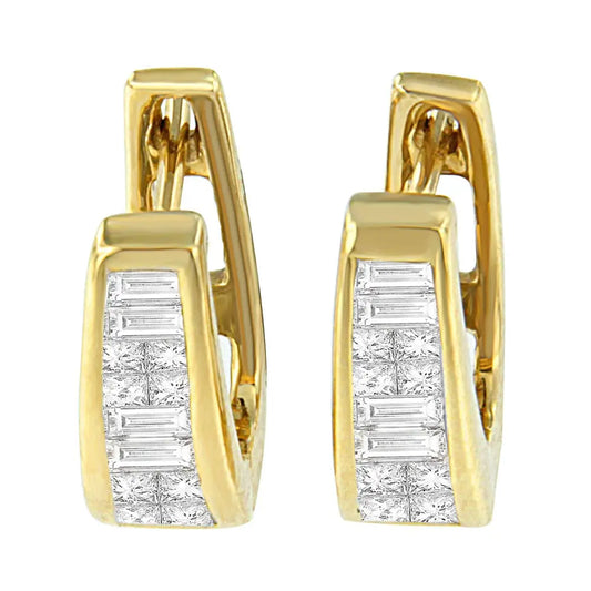 14k Yellow Gold 1/2ct Tdw Princess and Baguette Diamond Earrings (i-j,vs1-vs2) - Fine Jewelry us Direct