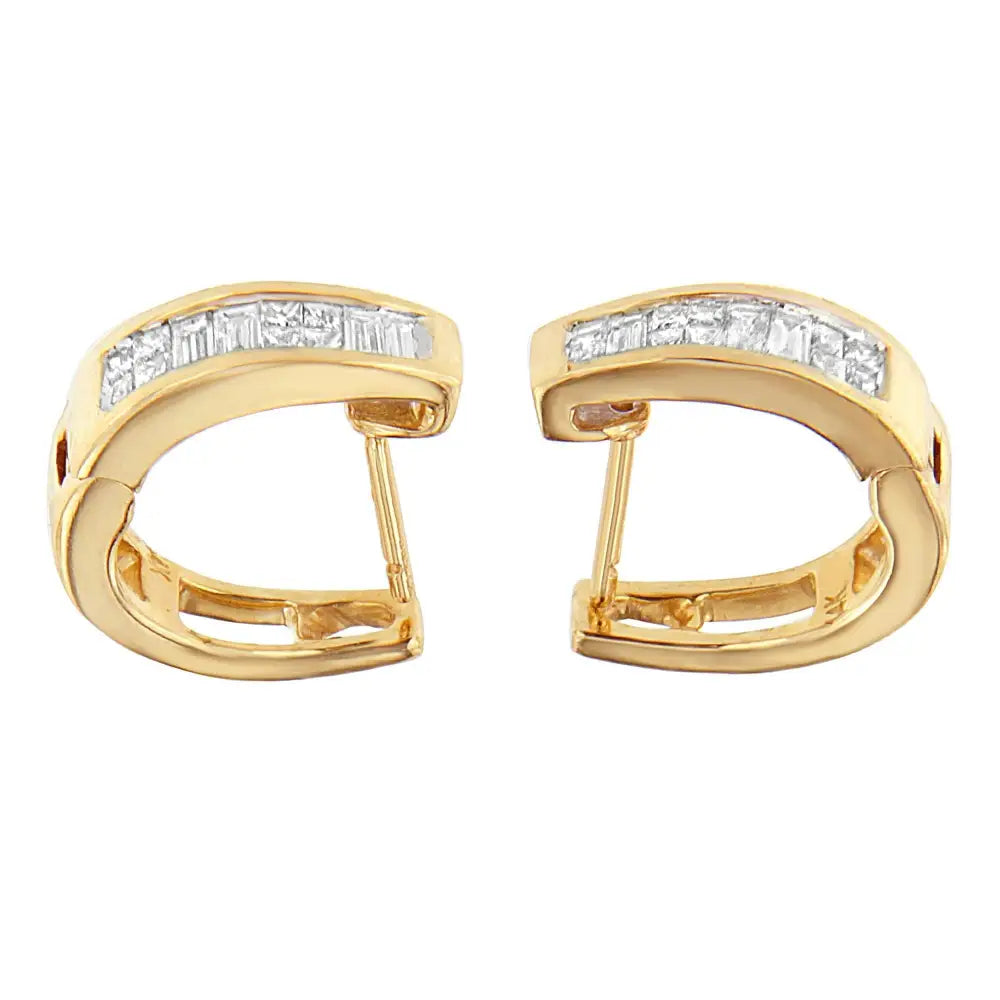 14k Yellow Gold 1/2ct Tdw Princess and Baguette Diamond Earrings (i-j,vs1-vs2) - Fine Jewelry us Direct