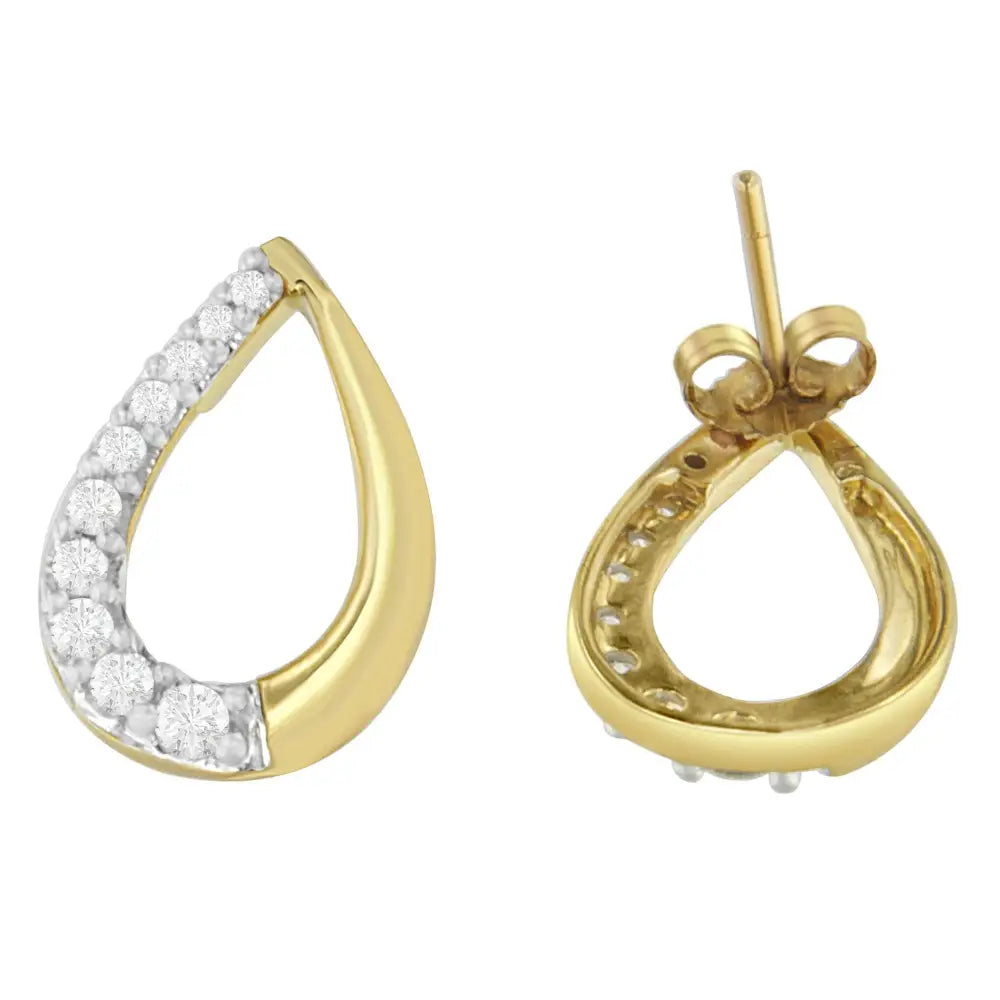 14k Yellow Gold 1/2ct. Tdw Round- Cut Diamond Earrings (h-i,si1-si2) - Fine Jewelry us Direct