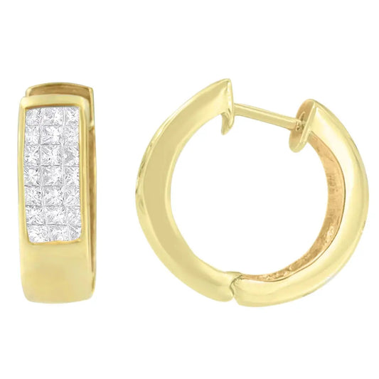 14k Yellow Gold 1/3 Cttw Diamond Hoop Earrings (h-i Vs1-vs2) - Fine Jewelry us Direct