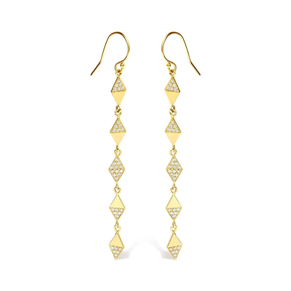 14k Yellow Gold 1/3 Cttw Diamond Studded Kite Drop and Dangle Earrings (h-i Color Si2-i1 Clarity) - Fine Jewelry