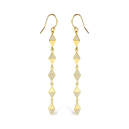 14k Yellow Gold 1/3 Cttw Diamond Studded Kite Drop and Dangle Earrings (h-i Color Si2-i1 Clarity) - Fine Jewelry