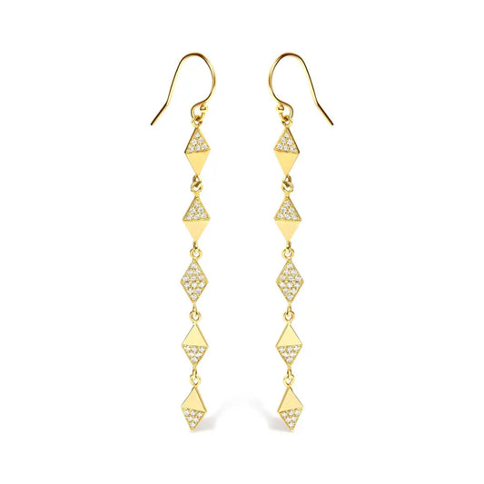 14k Yellow Gold 1/3 Cttw Diamond Studded Kite Drop and Dangle Earrings (h-i Color Si2-i1 Clarity) - Fine Jewelry