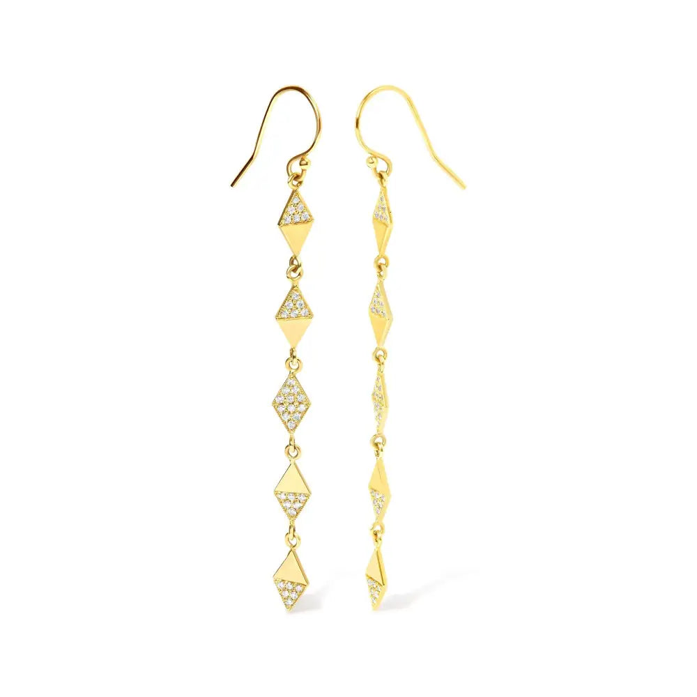 14k Yellow Gold 1/3 Cttw Diamond Studded Kite Drop and Dangle Earrings (h-i Color Si2-i1 Clarity) - Fine Jewelry