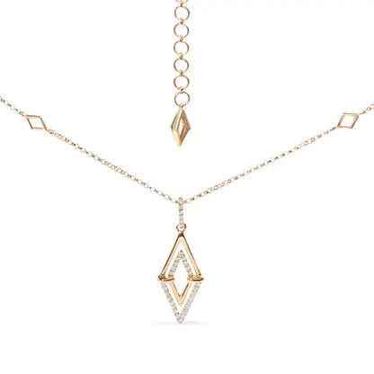 14k Yellow Gold 1/4 Cttw Diamond Double Triangle Geometric 18’’ Pendant Necklace (g-h Color Si1-si2 Clarity) - Fine