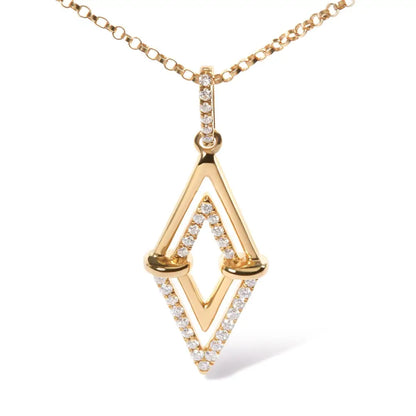 14k Yellow Gold 1/4 Cttw Diamond Double Triangle Geometric 18’’ Pendant Necklace (g-h Color Si1-si2 Clarity) - Fine