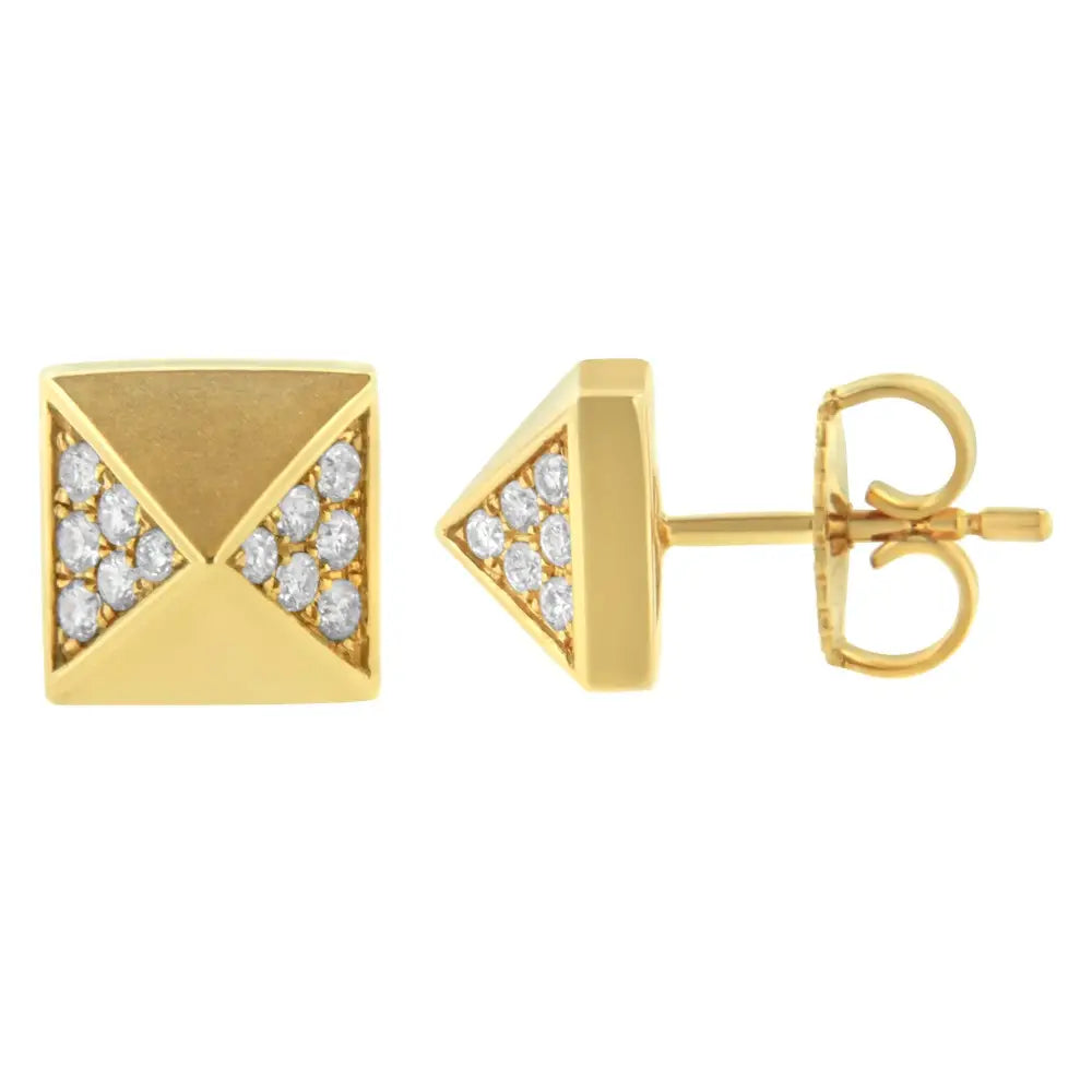 14k Yellow Gold 1/4 Cttw Diamond Pyramid Stud Earring (g-h Color Si1-si2 Clarity) - Fine Jewelry us Direct