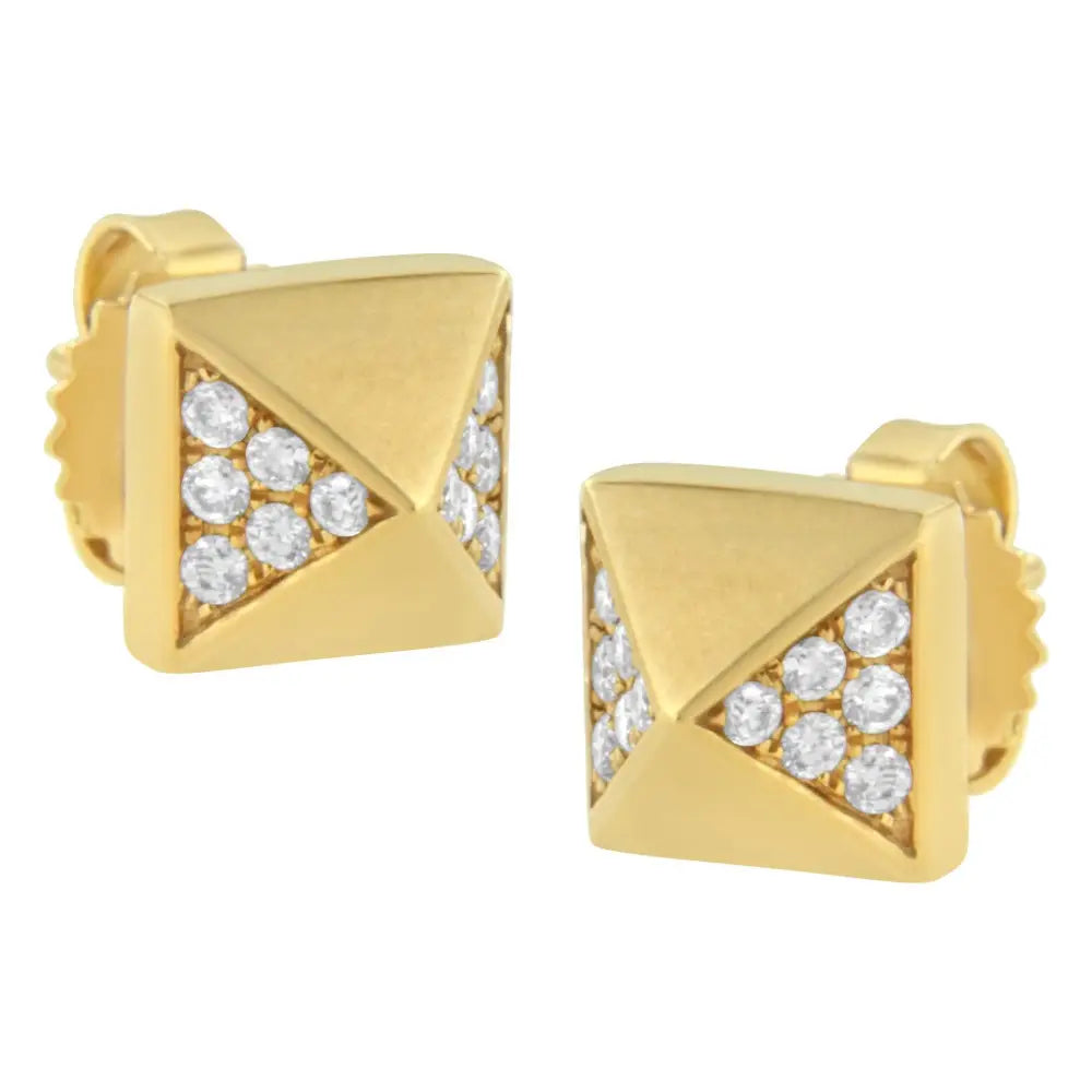 14k Yellow Gold 1/4 Cttw Diamond Pyramid Stud Earring (g-h Color Si1-si2 Clarity) - Fine Jewelry us Direct