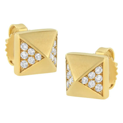 14k Yellow Gold 1/4 Cttw Diamond Pyramid Stud Earring (g-h Color Si1-si2 Clarity) - Fine Jewelry us Direct