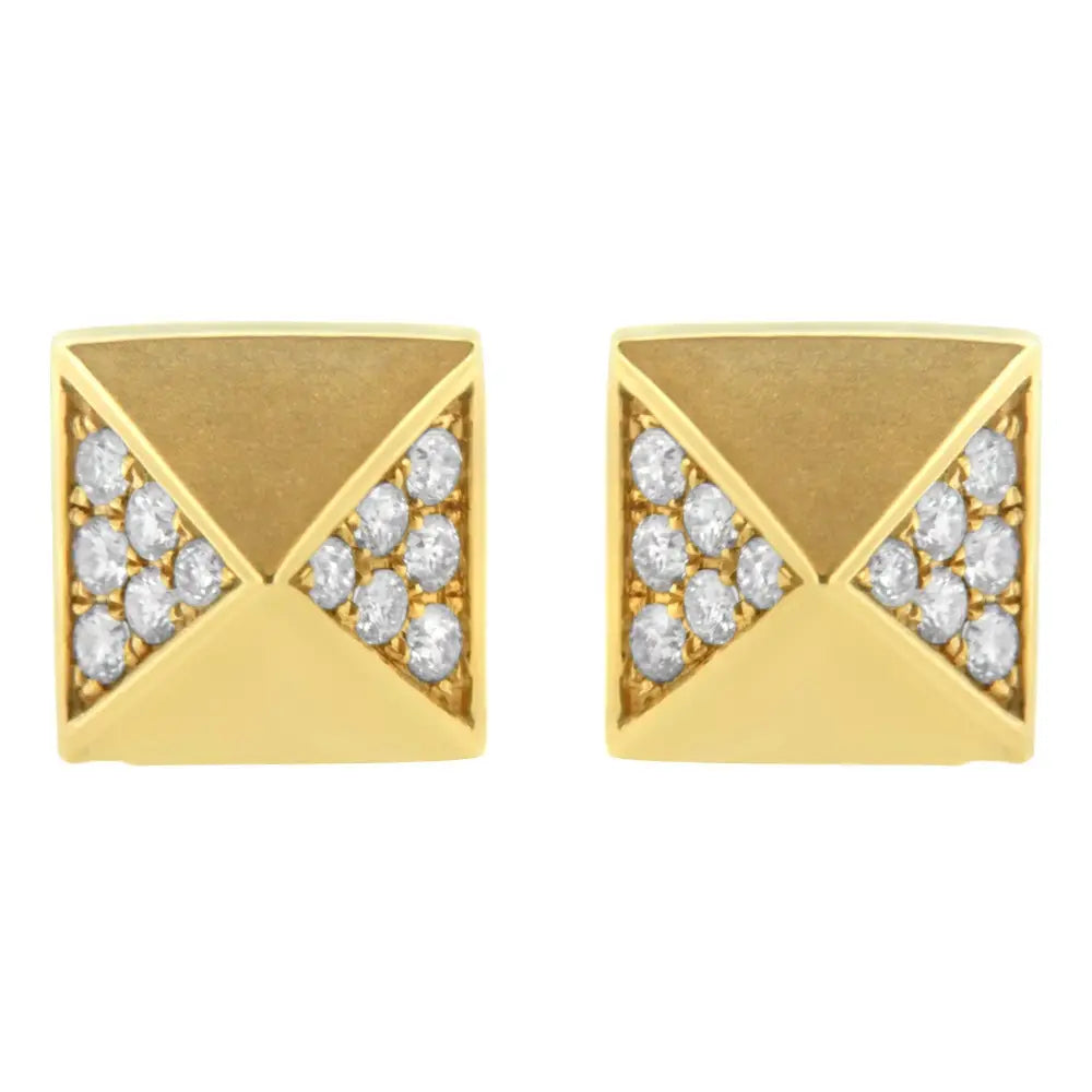 14k Yellow Gold 1/4 Cttw Diamond Pyramid Stud Earring (g-h Color Si1-si2 Clarity) - Fine Jewelry us Direct