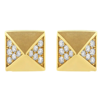 14k Yellow Gold 1/4 Cttw Diamond Pyramid Stud Earring (g-h Color Si1-si2 Clarity) - Fine Jewelry us Direct